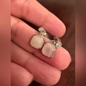 Silpada Sterling Silver Rose Quartz Cubic
Zirconia Earrings Roselle